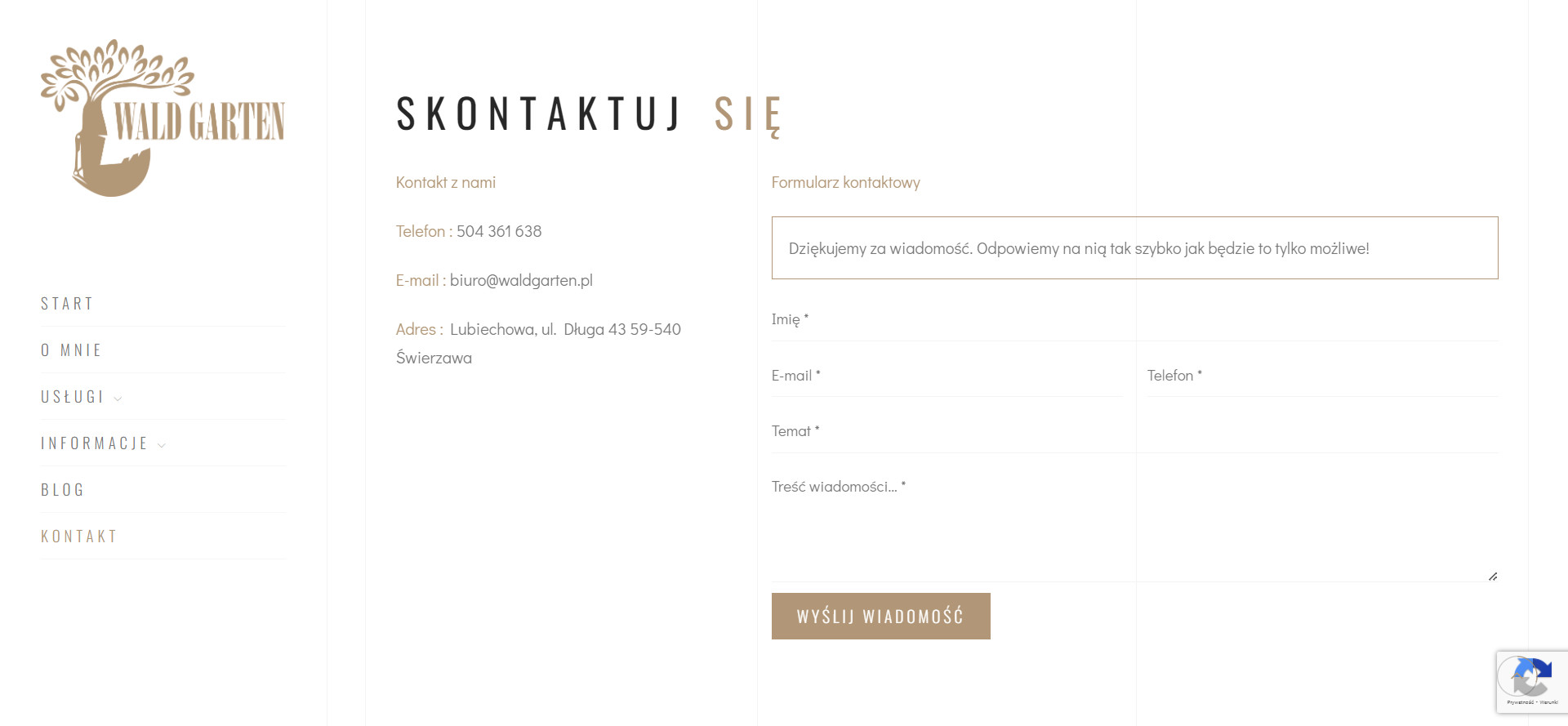 strony internetowe dla firm - waldgarten.pl